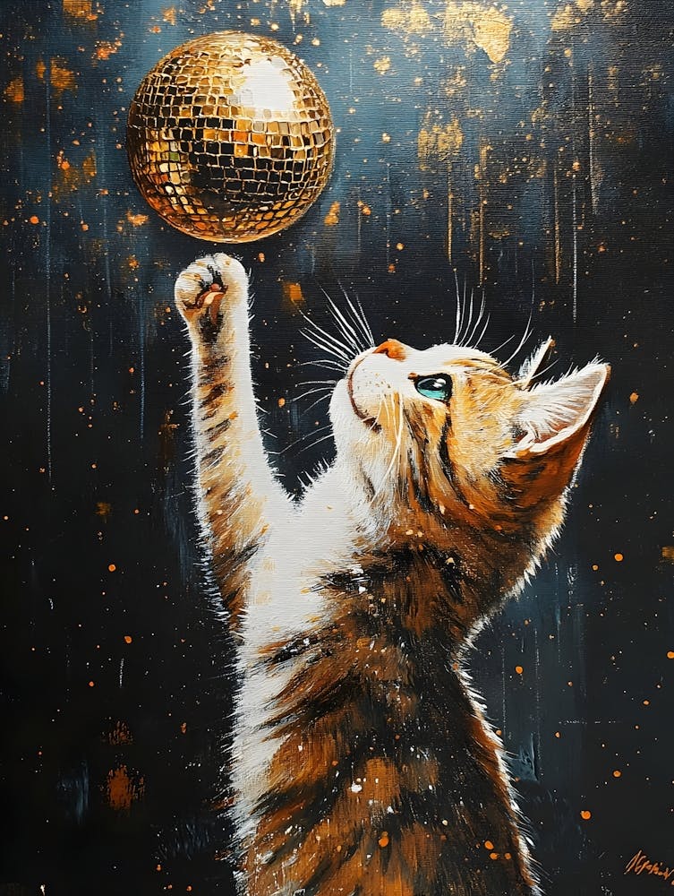 Cat With Disco Ball 2