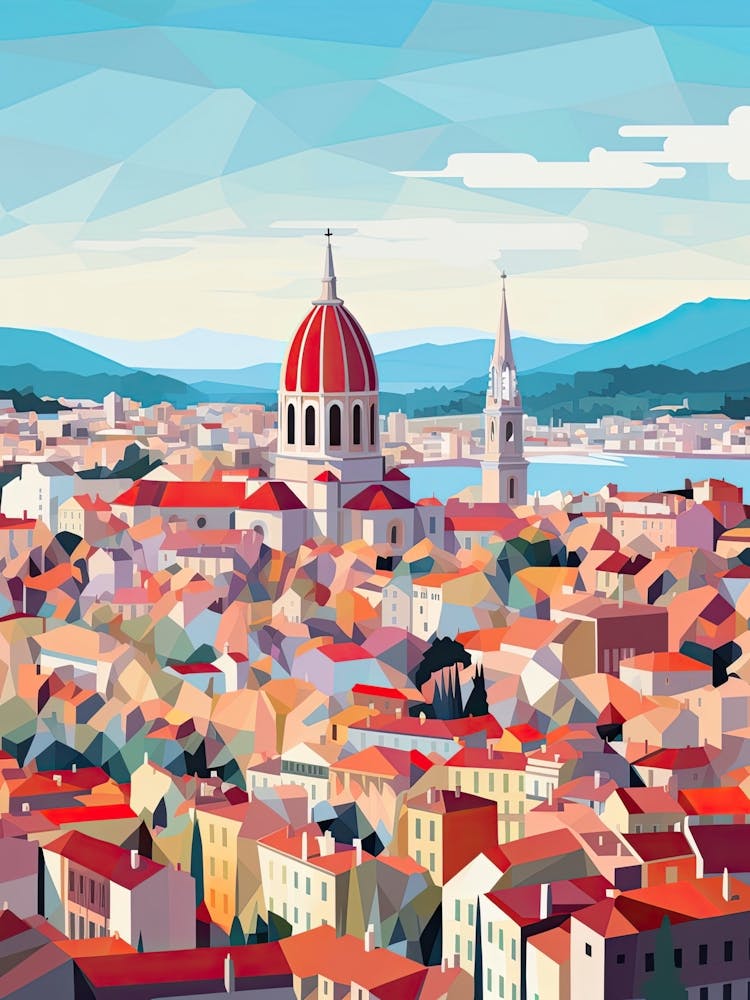 Nice, France, Geometric Illustration 4