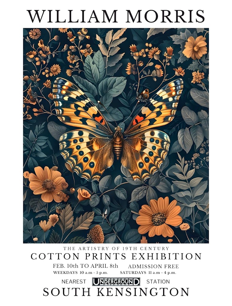 William Morris - Cotton Prints Exhibition Vintage Butterfly 2