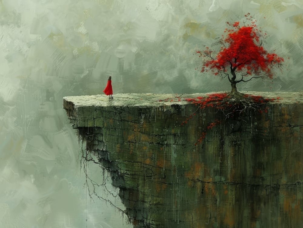 Red Tree On The Cliff 1