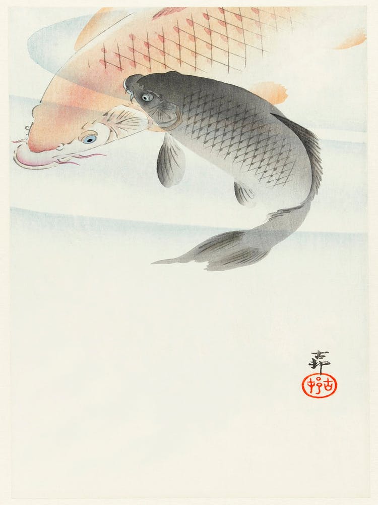 Two Carp (1900 1930), Ohara Koson