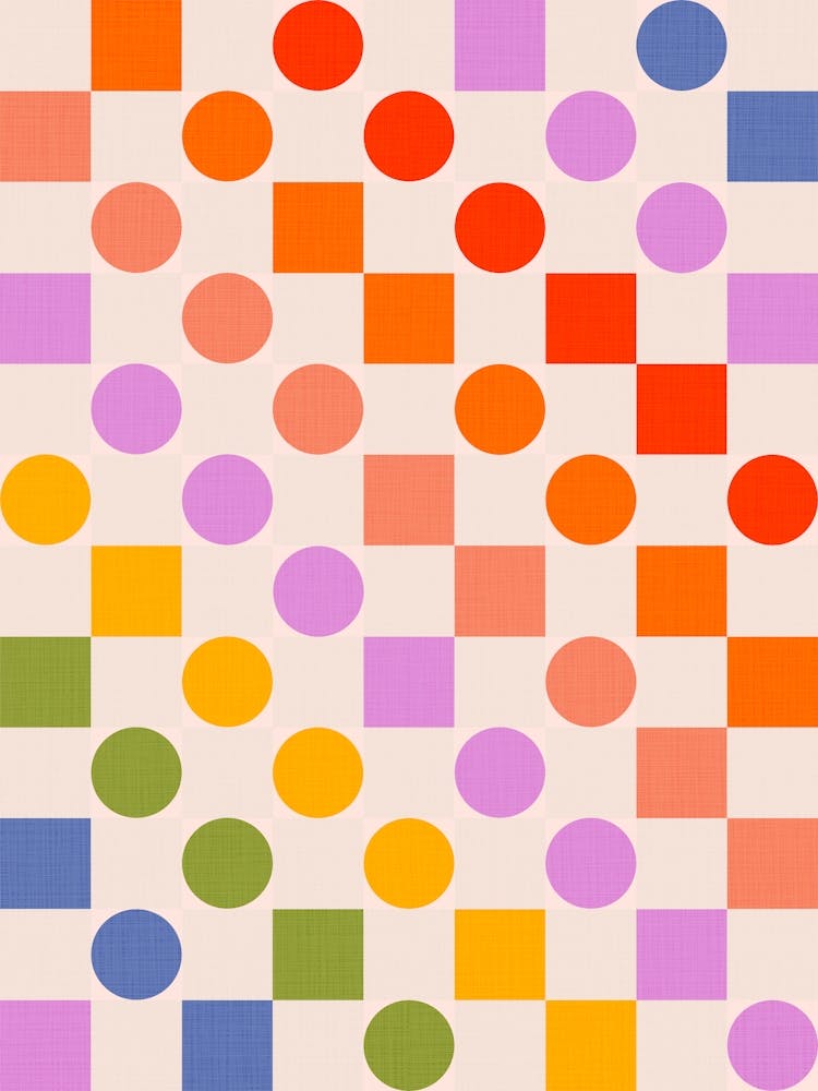 Bold and Playful Check and Dots Pattern - Rainbow colours