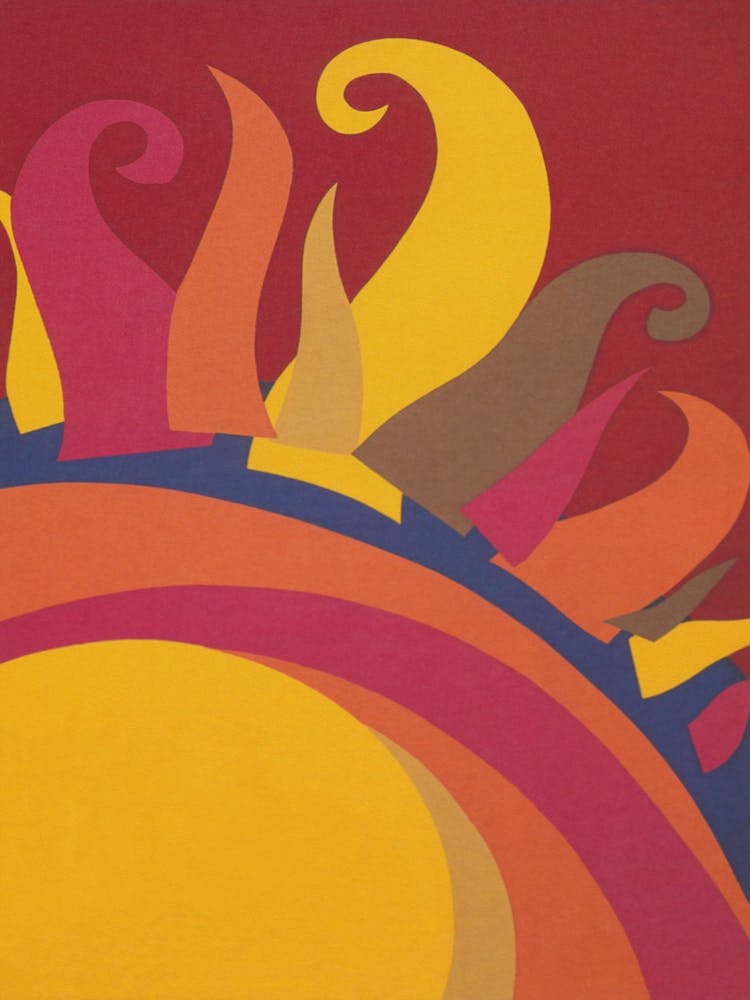 Sonne, Farbenfrohe lebendige Kunst, Retro-Wandkunst, Vintage-Wandkunst