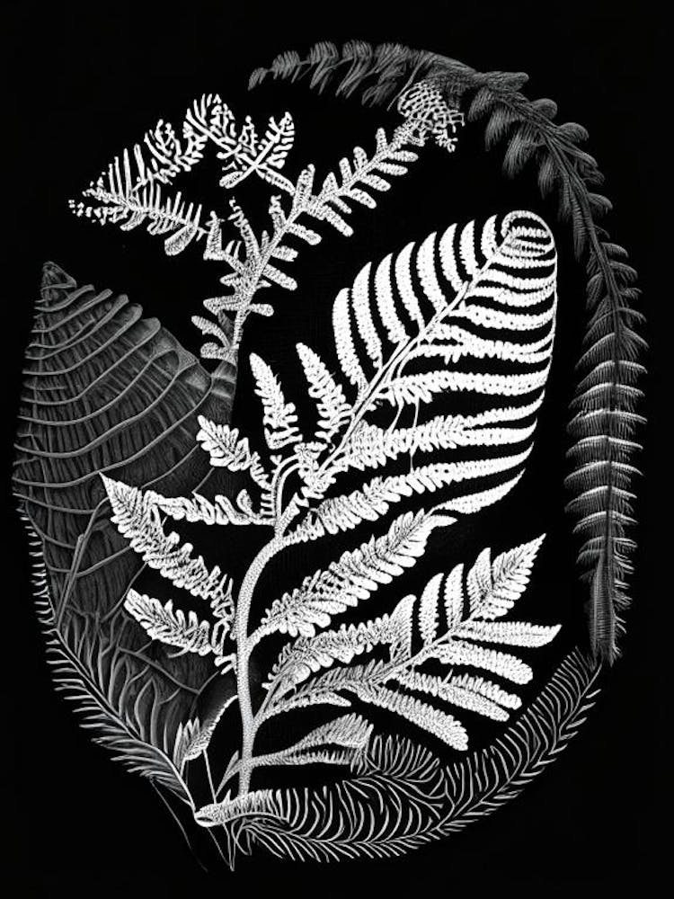 Button Fern Linocut