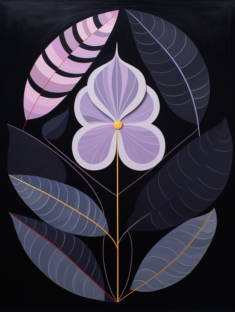 Lilac 1 Hilma Af Klint Inspired Flower Illustration