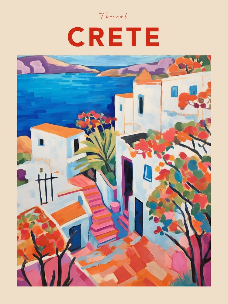 Crete Greece 4 Fauvist Travel Poster
