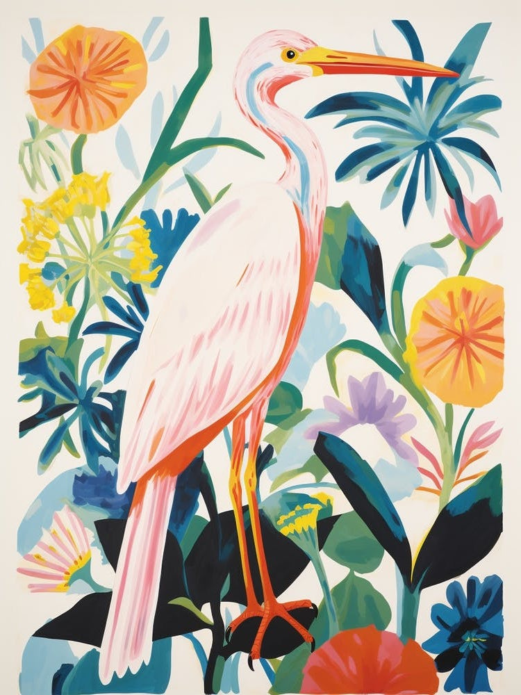 Colourful Bird Painting Egret 2