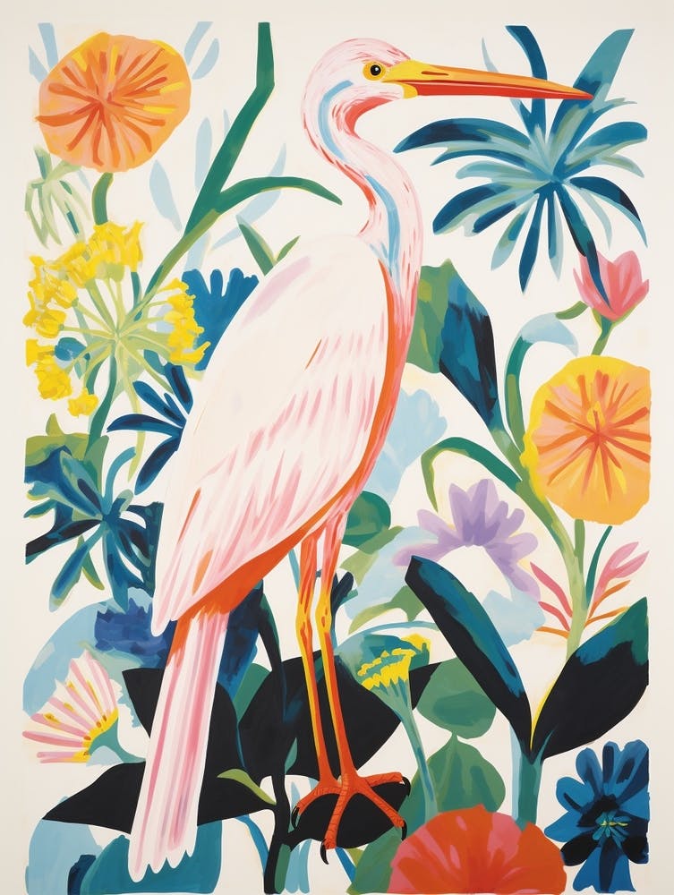 Colourful Bird Painting Egret 2
