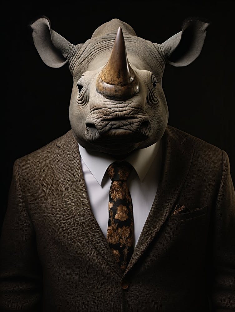 Rhinoceros Wearing A Suit 3
