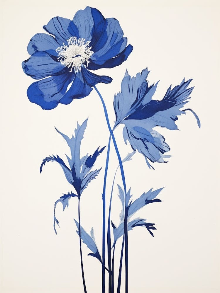 Blue Botanical Anemone 3