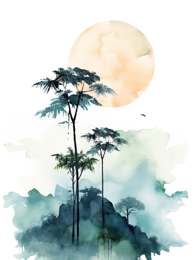 Watercolour Painting Of Bwindi Impenetrable National Park   Uganda 2