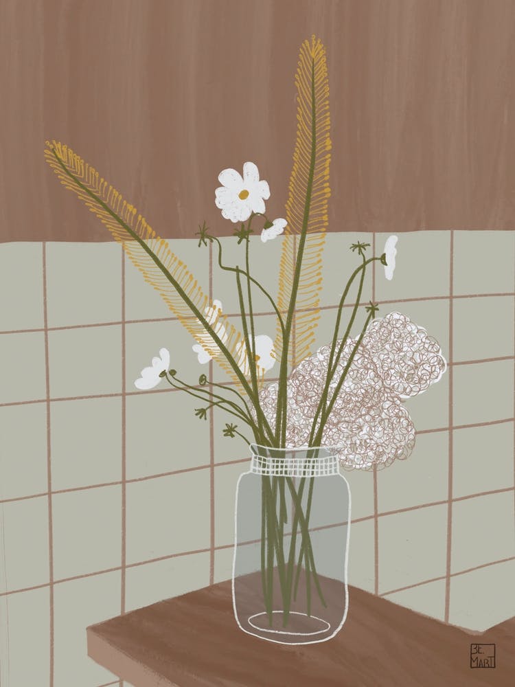 Flowers In Glass Jar