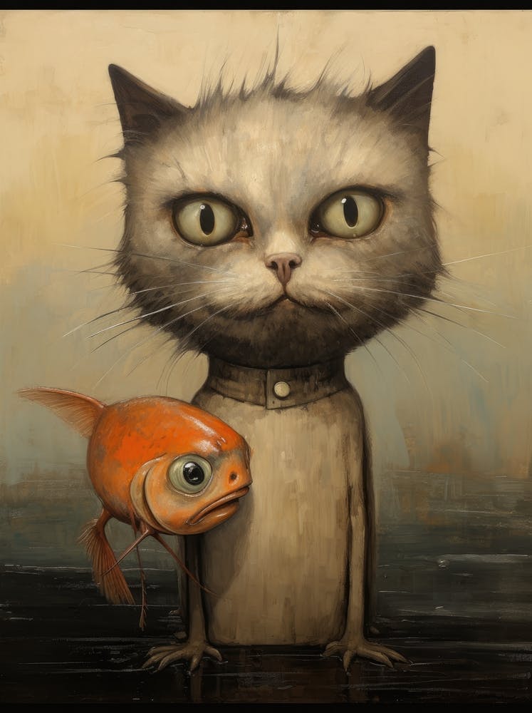 Cat With Fish 1