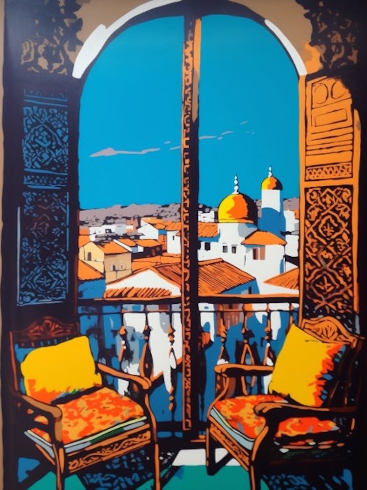 A Window View Of Marrakech In The Style Of Pop Art 3
