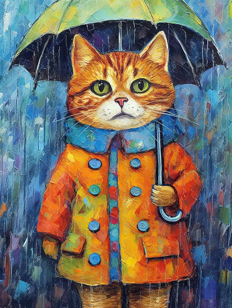 Tailored Tuxedo Tabby; Cat Couture In Oil
