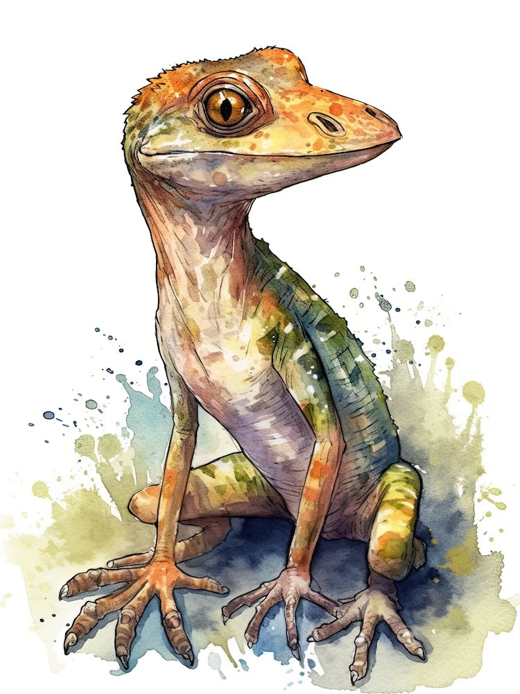 Coelophysis Cute Dinosaur Watercolour 1