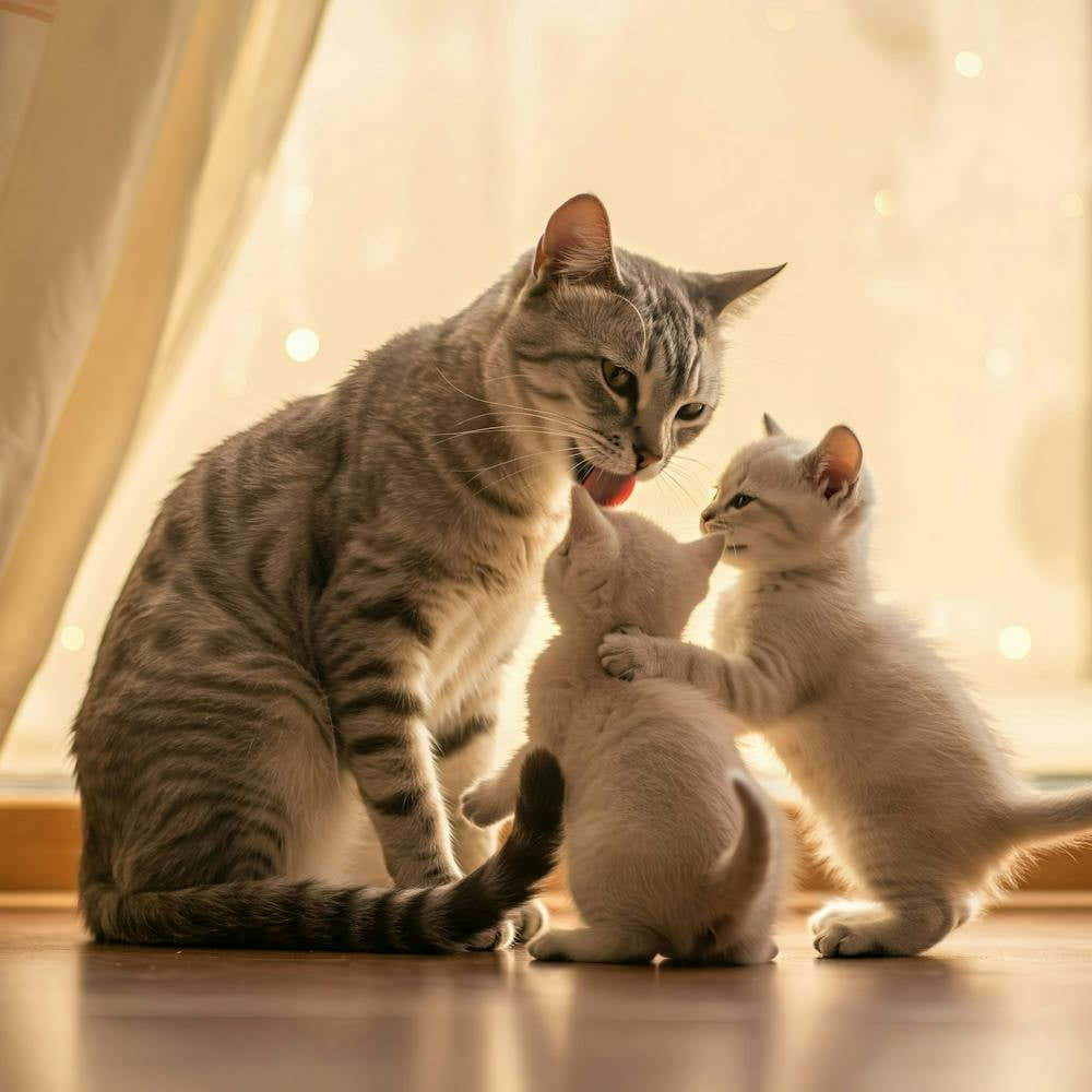 Mother Cat And Kittens