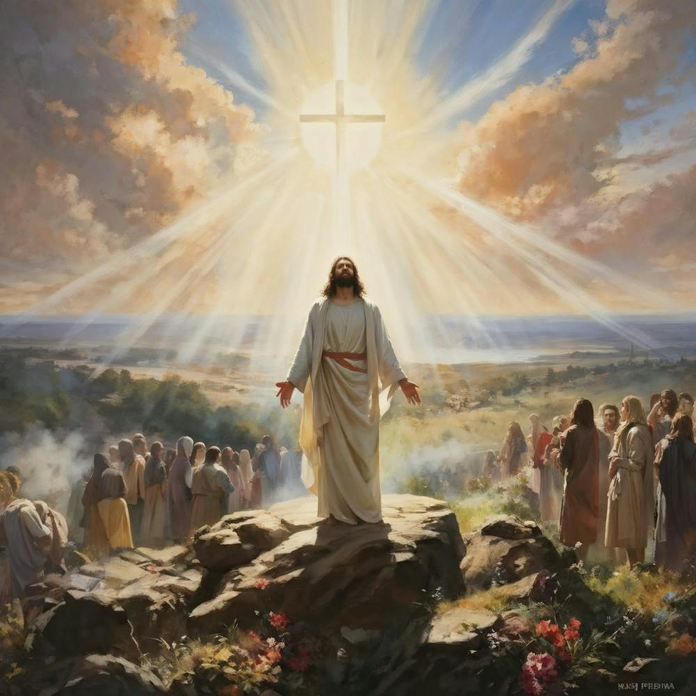 Eine Darstellung eines Sonntagmorgens, an dem die Essenz der Auferstehung nach der Kreuzigung Jesu Christi 2 1