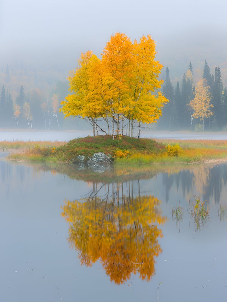 Herbstbäume an einem See