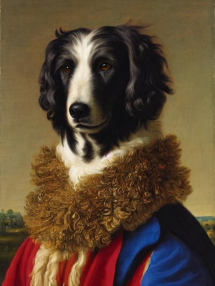 Bergamasco Sheepdog Renaissance Portrait Oil Painting