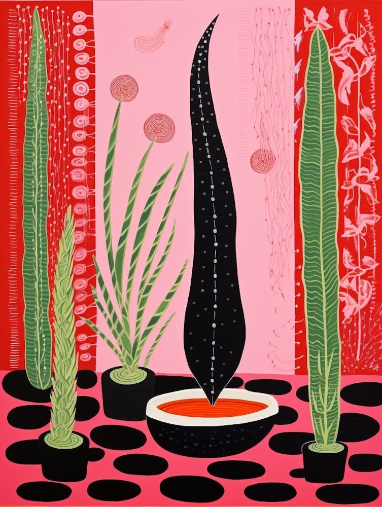 Rosa Und Rot Pflanzenillustration Bogenhanf 1