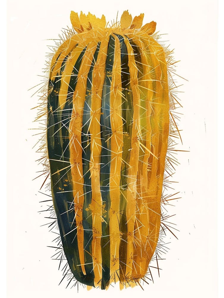 Cactus Tonneau Doré Abstrait Minimaliste 1