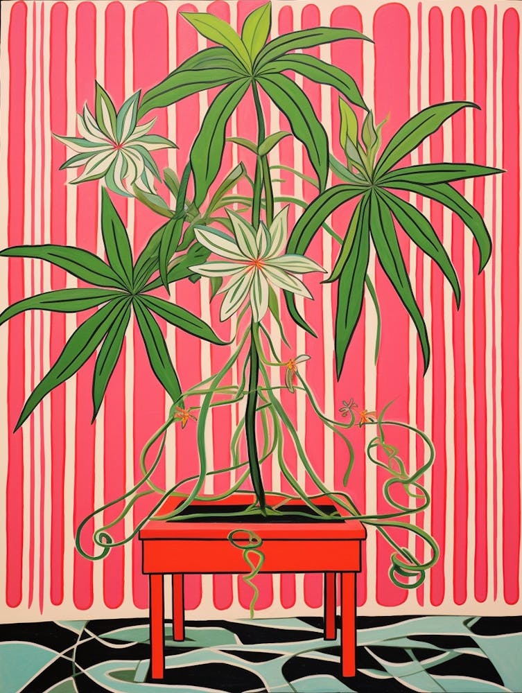 Pink And Red Plant Illustration Spider Plant 2