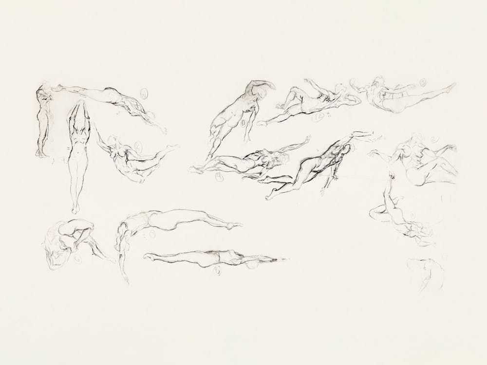 Vintage Swimming Sketch