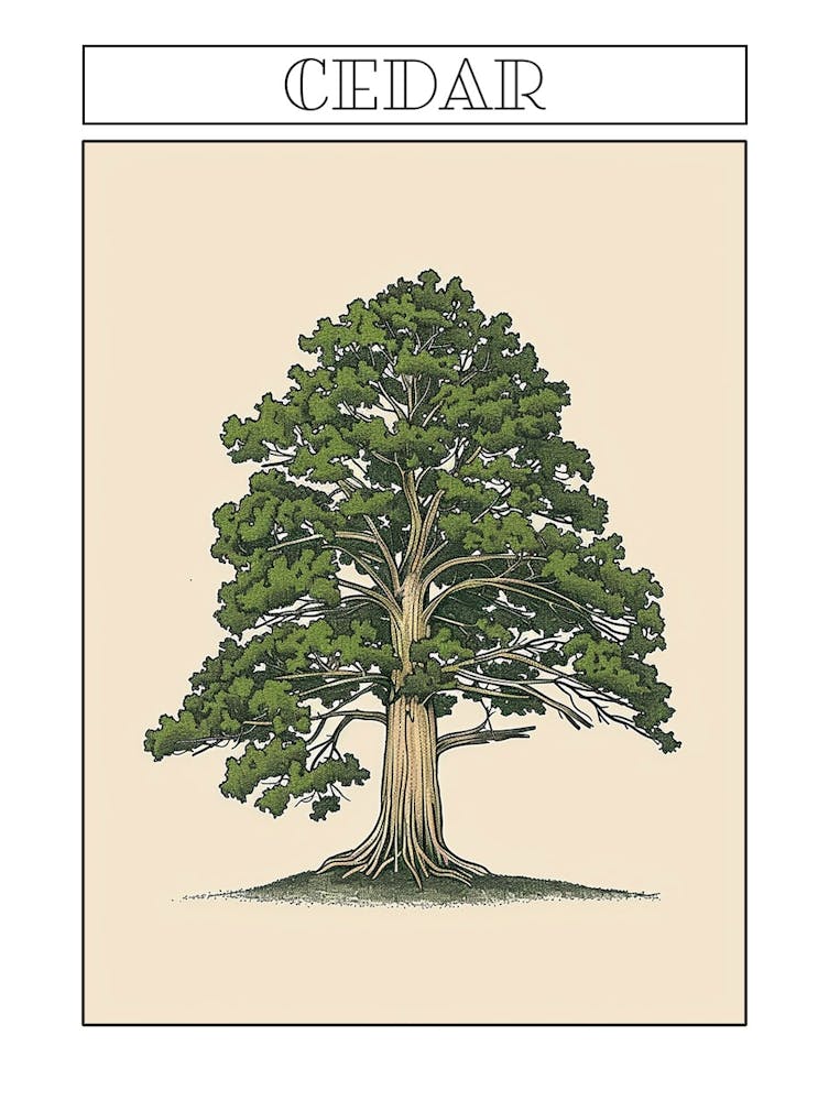 Zedernbaum Minimalistische Zeichnung 3 Poster