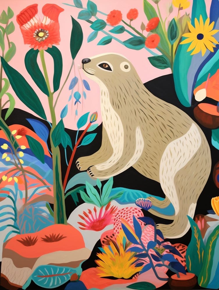Peinture Animalière Maximaliste Loutre