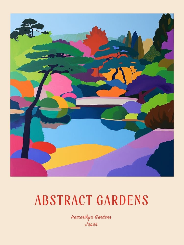 Bunte Gärten Hamarikyu Gardens Japan 2 Rotes Poster