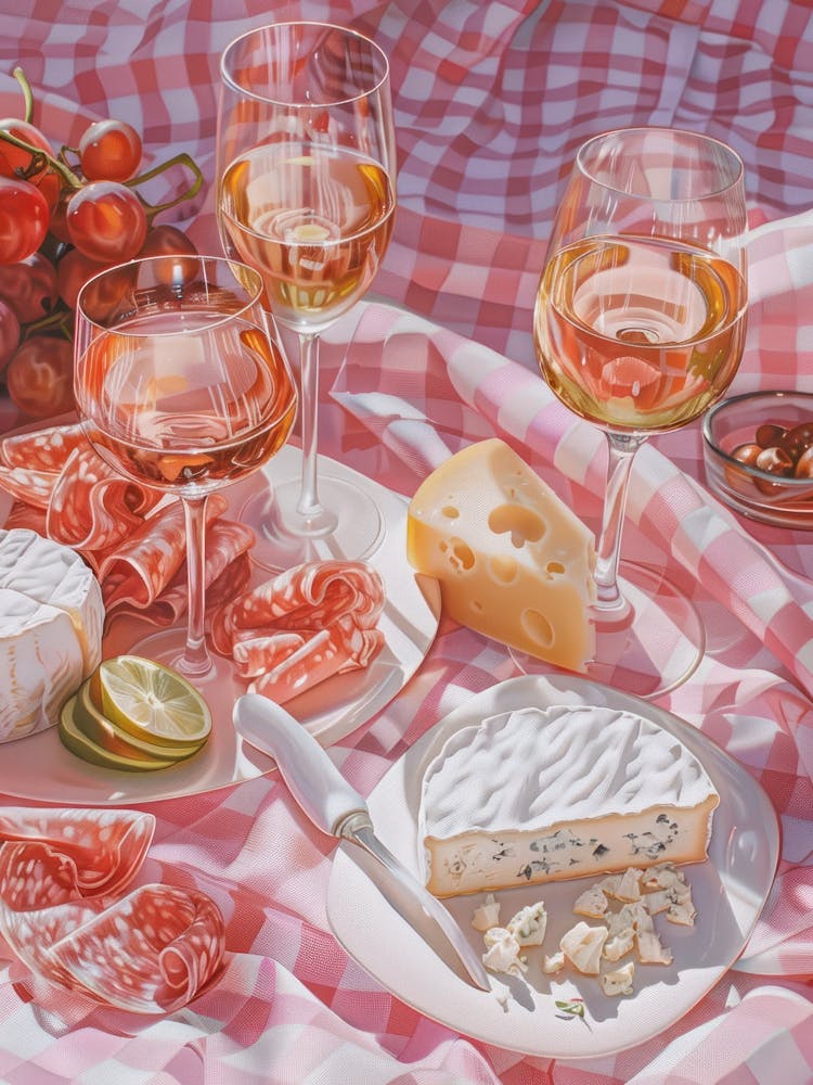Pink Breakfast Food Cheese And Charcuterie Board 4