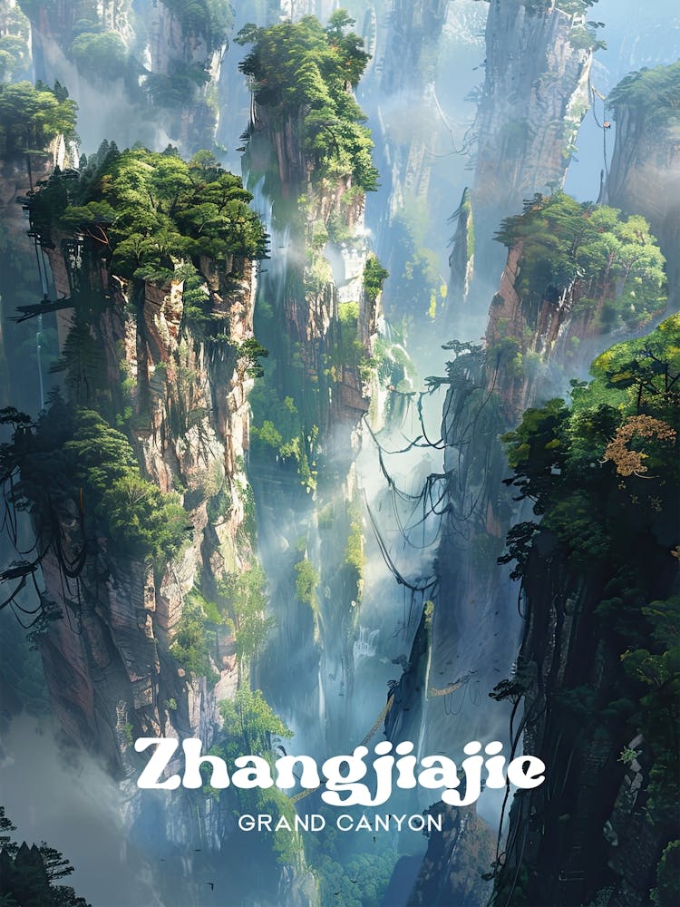 Zhangjiajie Grand Canyon China Art Illustration