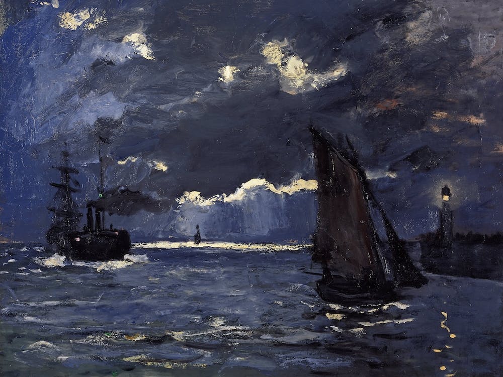 A Seascape, Shipping By Moonlight, Claude Monet