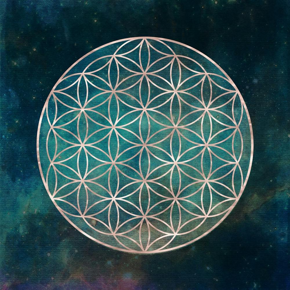 Boho Golden Flower Of Life Watercolor