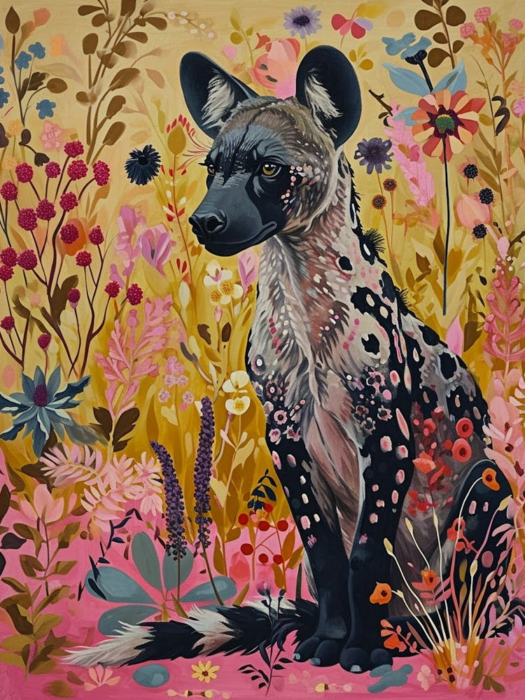 Floral Animal Painting Hyena 2