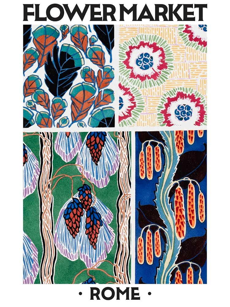 Flower Market Rome Eugene Seguy Vintage Botanical