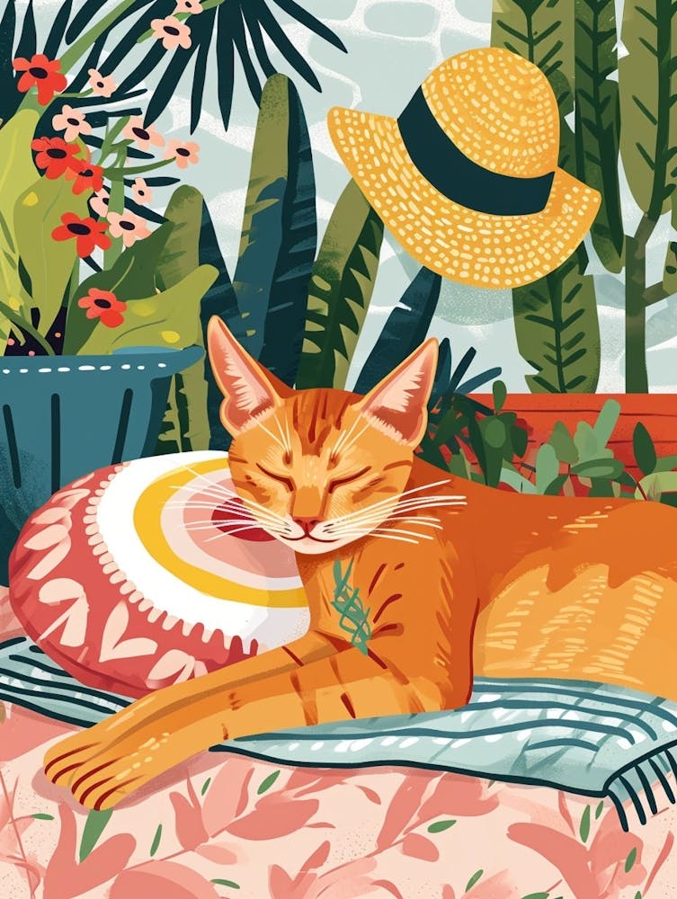 Abyssinian Cat Storybook Illustration 4