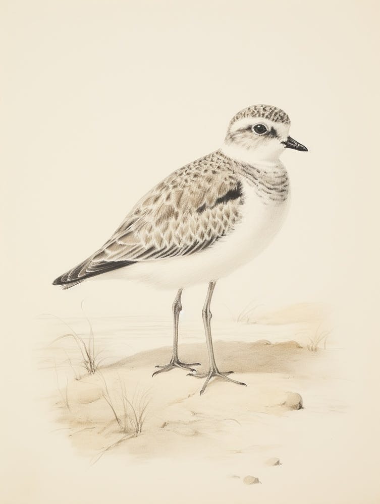 Vintage Vogelzeichnung Sandregenpfeifer 2