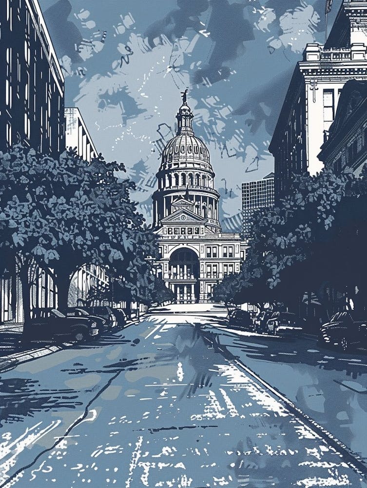 Duotone Illustration The Austin Texas State Capitol Austin Texas 2