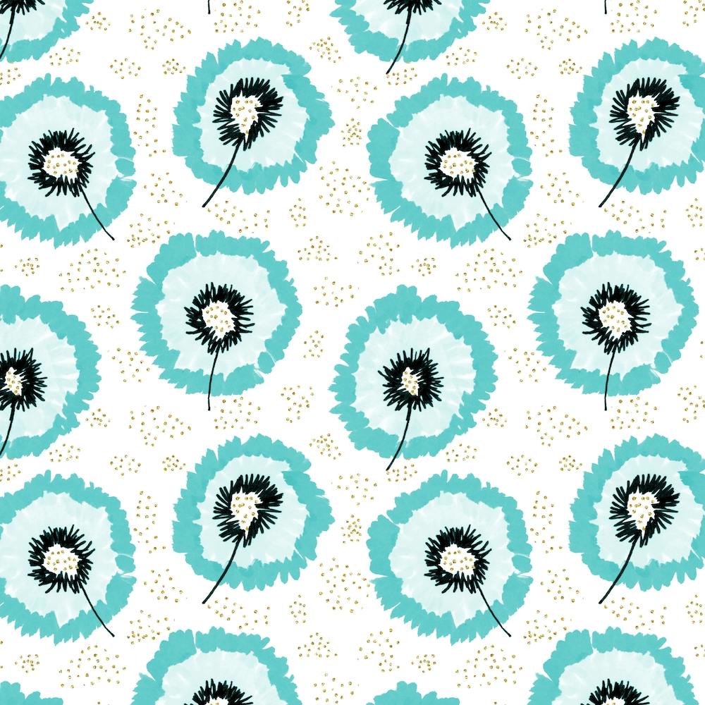 Turquoise Flower Fringes Polka Dot