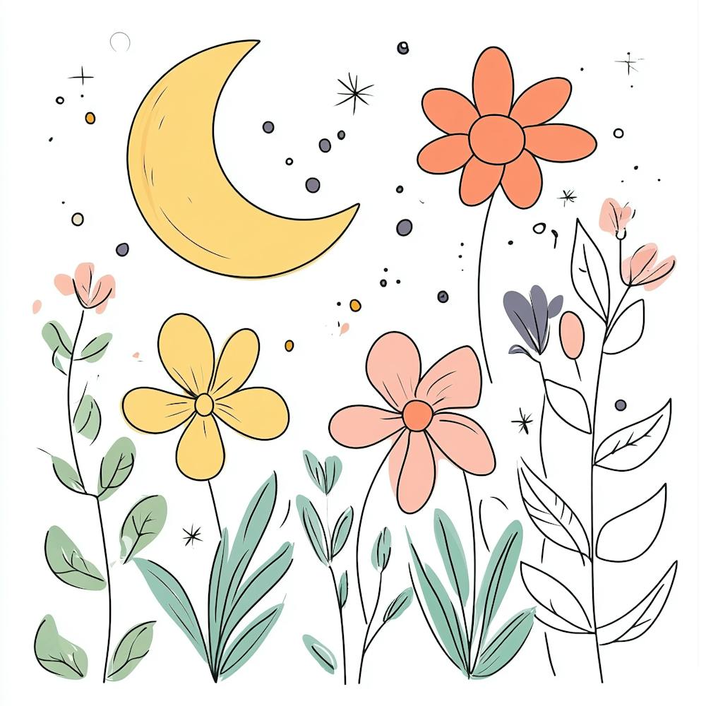 Cute Line Art Wildflowers 2