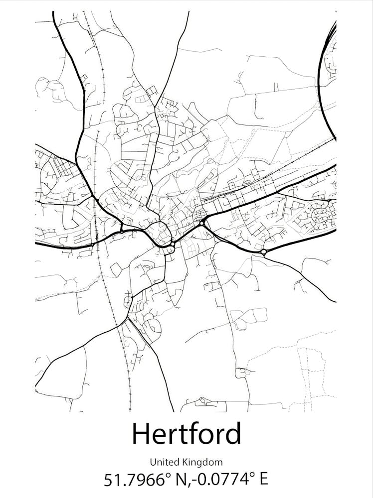 Hertford,United Kingdom Minimalist Map
