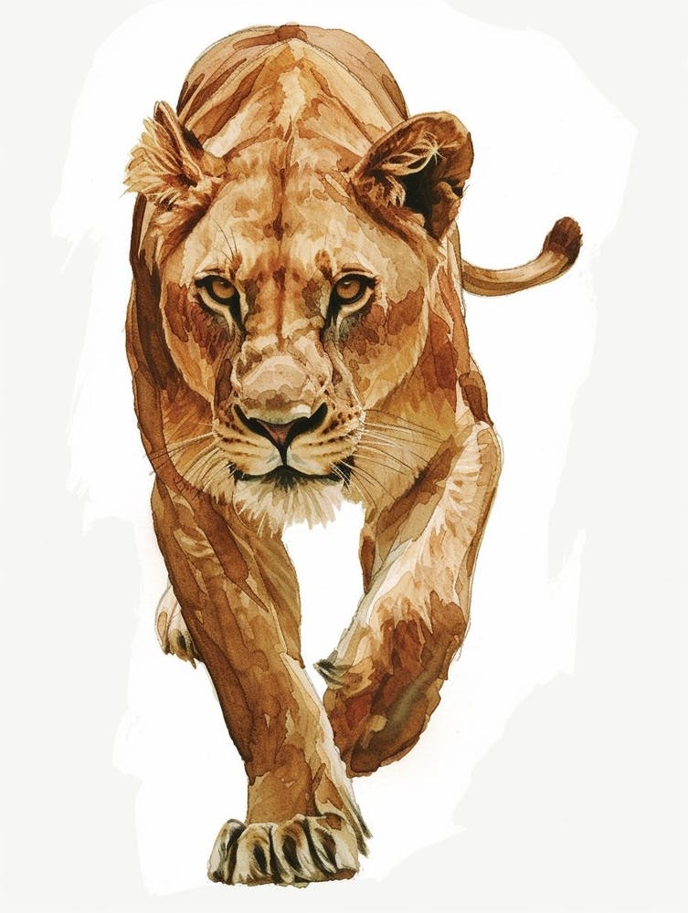 African Lion Lioness On The Prowl Clipart 4