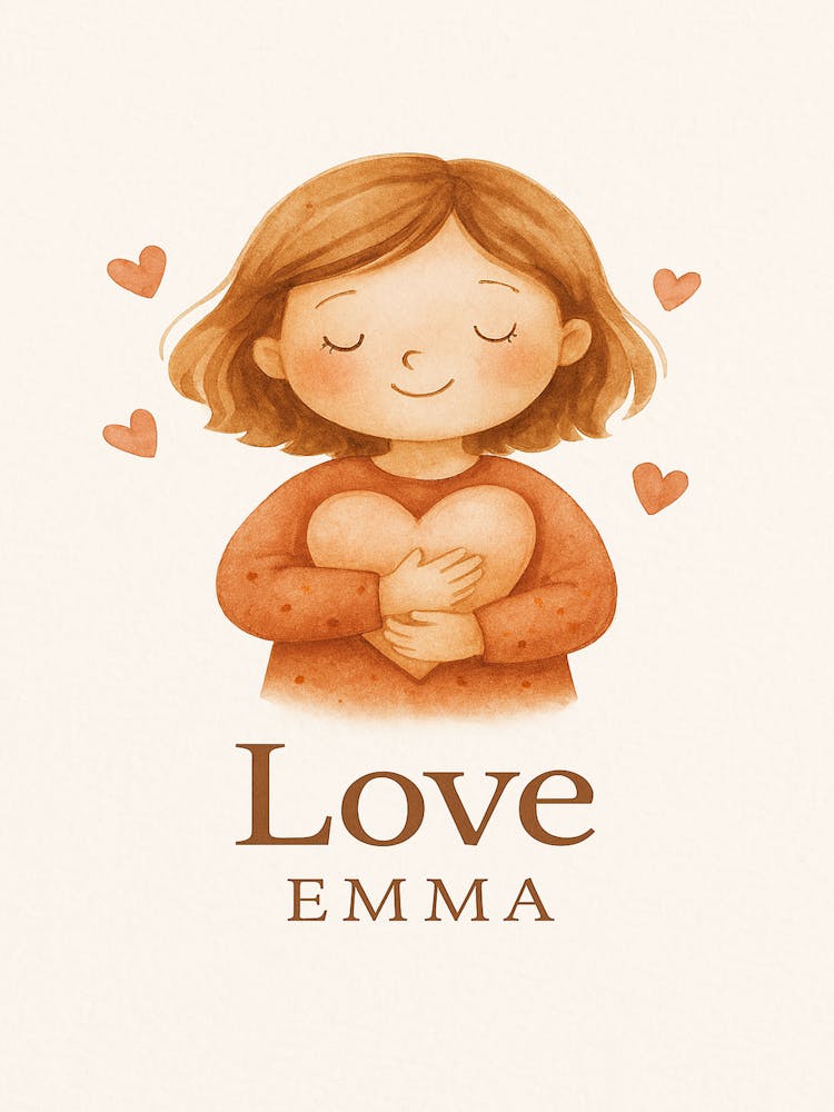 Love Personalized Girl Wall Art Emma Boho Watercolor Nursery Print