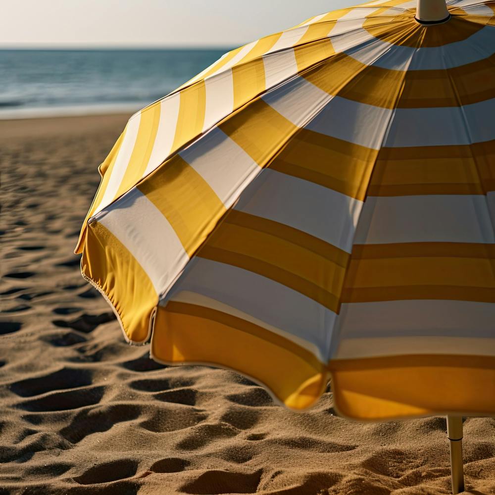 Yellow And White Beach Umbrella Close Up Summer Photography