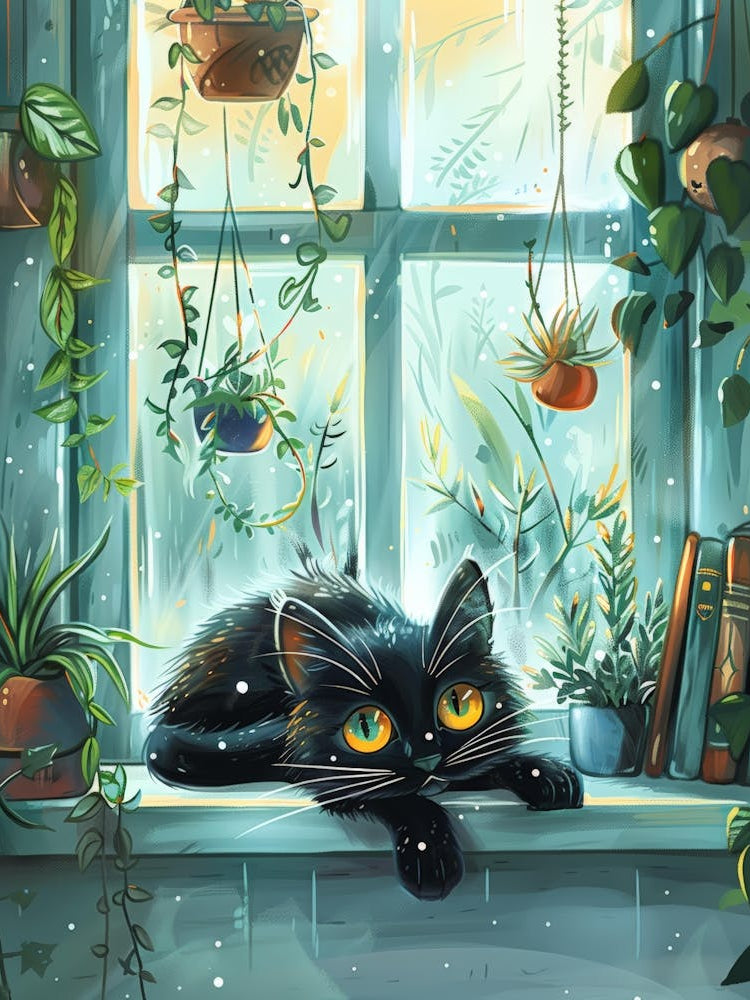 Black Cat In The Window