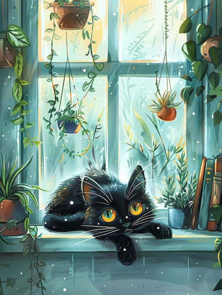 Black Cat In The Window