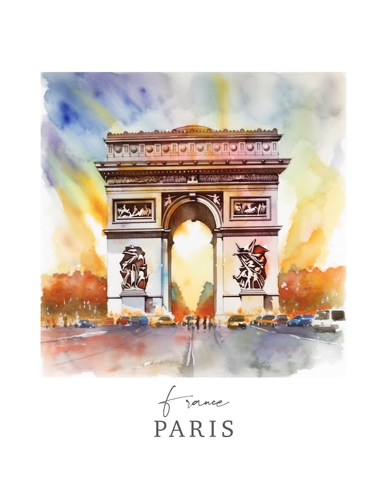 France, Paris Storybook 3 Travel Poster Watercolour