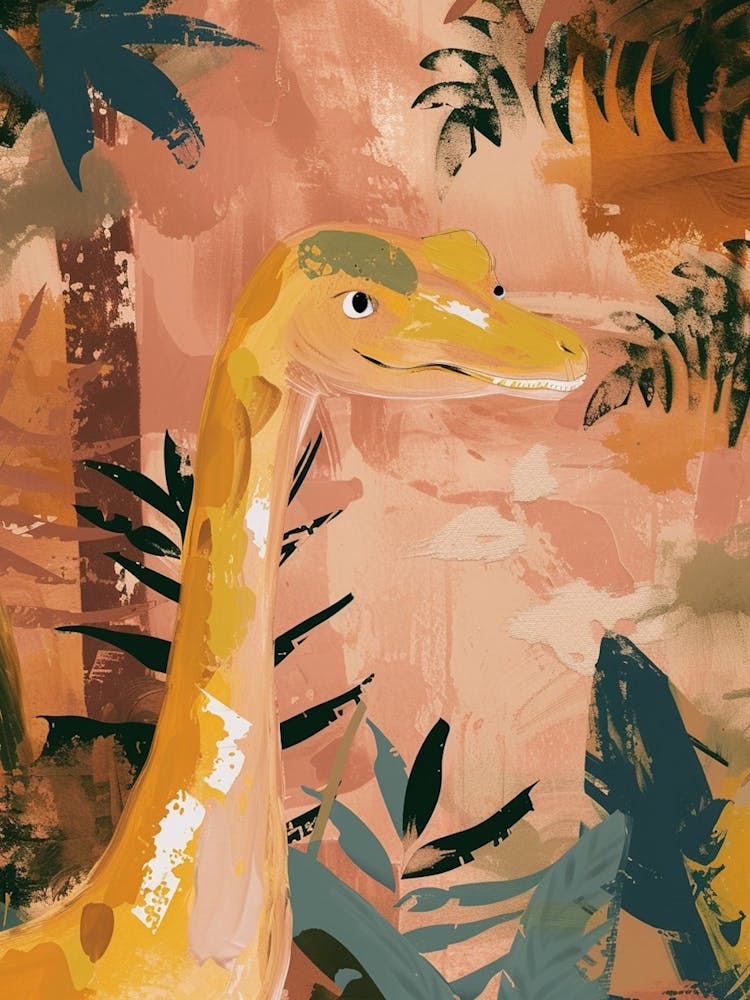 Cute Dinosaur Impasto Pastel Painting 1
